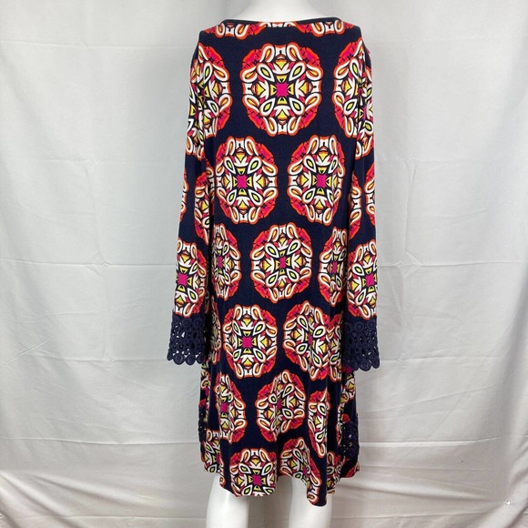 Crown & Ivy Dress Womens Sz 0X 16 Blue Print Shift Jersey Knit Beach Cover - Picture 4 of 10